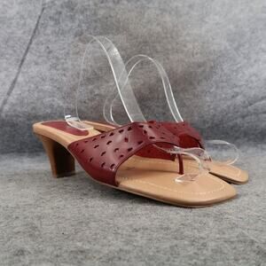 Fioni Shoes Women 10 Sandal Heels Leather Square Toe Slip On Fashion Classic Red